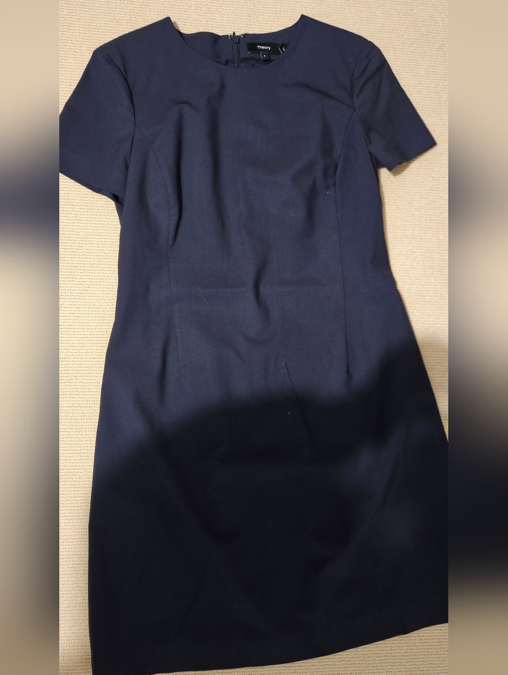 Theory Navy Short Sleeve Sheath Dress